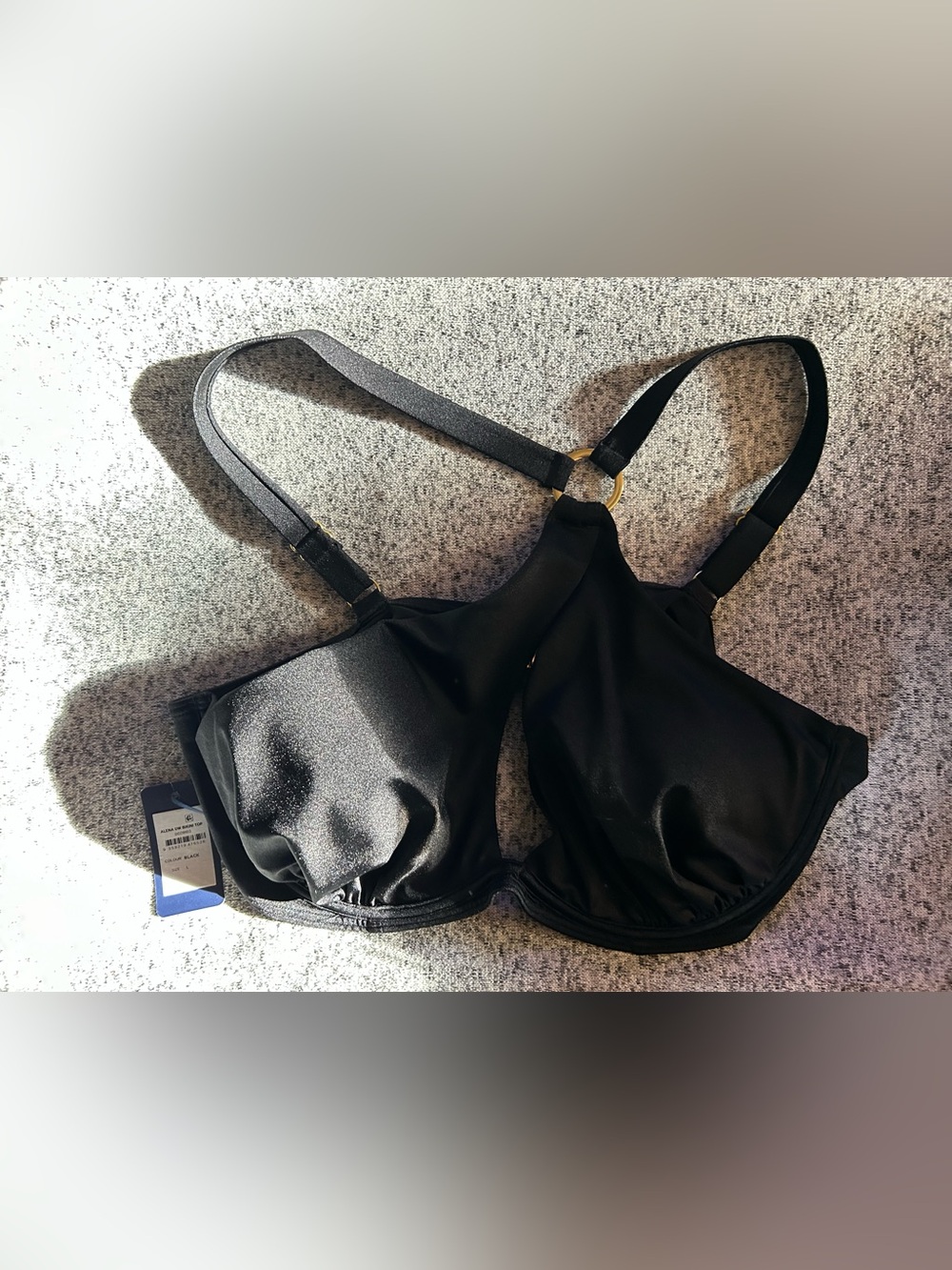 Fox & Royal  Black XS  Alena Underwire Swim Top ONLY Assymetrical Gold Hardware